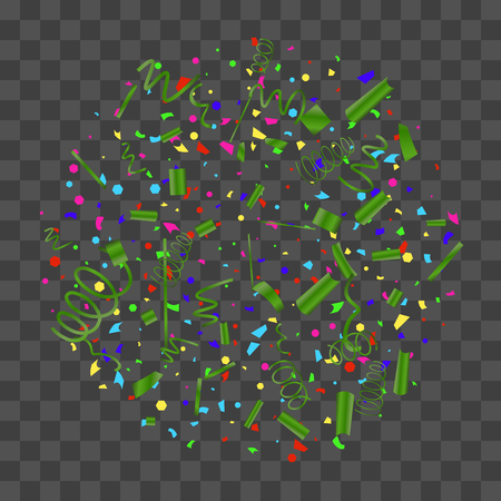 Confetti. Bright colorful vector sparkly confetti, isolated on a transparent background.Element design. Holiday background for postcard, banner, poster, cover design.のイラスト素材