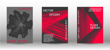 Business cover design. 3D distorted lines for brochure, sound poster. Trendy geometric patterns. EPS10 Vector Design.のイラスト素材