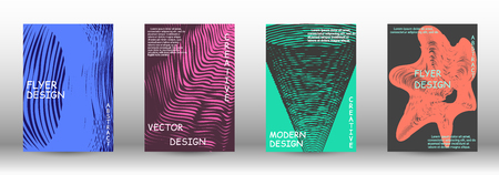 Minimal vector coverage. A set of trendy covers. Wave lines.Striped background. Trendy geometric patterns. EPS10 Vector Design.のイラスト素材