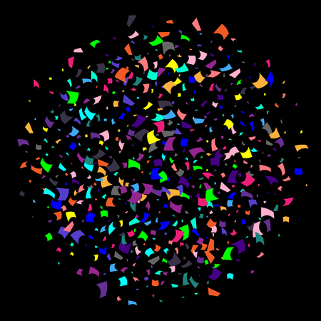 Confetti. Colorful confetti on a black background. Holiday festive background. Suitable for postcard background, banner, poster, cover design.Vector.のイラスト素材