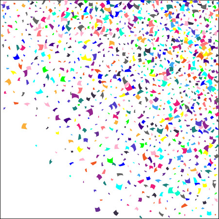 Confetti. Colorful confetti on white background. Holiday festive background. Suitable for postcard background, banner, poster, cover design.Vector.のイラスト素材
