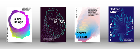 Abstract cover. Modern design template. Creative sound backgrounds from abstract lines, gradient wave, halftone to create a fashionable cover, banner, poster, booklet.のイラスト素材