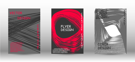 Minimal vector coverage. A set of trendy covers. 3D distorted lines for brochure, sound poster. Trendy geometric patterns. EPS10 Vector Design.のイラスト素材