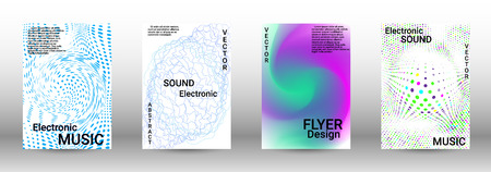Modern design template. A set of modern abstract covers. Creative sound backgrounds from abstract lines, gradient wave, halftone to create a fashionable abstract cover, banner, poster, booklet.のイラスト素材