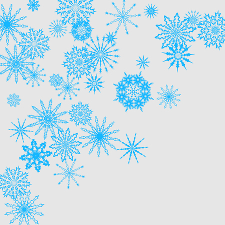 Christmas and New Year vector background with blue snowflakes. The effect of decorating the falling blue snowflakes. Winter vacation. Good for Christmas card, banner or poster. EPS 10のイラスト素材