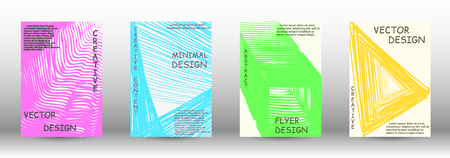 Minimal vector coverage. A set of trendy covers. 3D distorted lines for brochure, sound poster. Trendy geometric patterns. EPS10 Vector Design.のイラスト素材