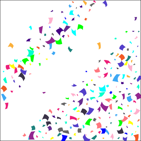 Confetti. Colorful confetti on white background. Holiday festive background. Suitable for postcard background, banner, poster, cover design.Vector.のイラスト素材