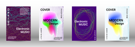 Abstract cover. Modern design template. Creative sound backgrounds from abstract lines, gradient wave, halftone to create a fashionable cover, banner, poster, booklet.のイラスト素材