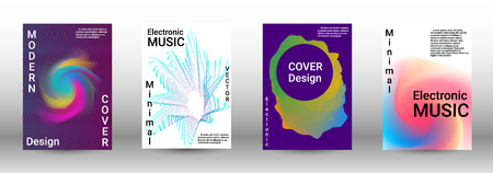 Abstract cover. Modern design template. Creative sound backgrounds from abstract lines, gradient wave, halftone to create a fashionable cover, banner, poster, booklet.のイラスト素材