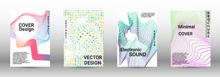 Modern design template. A set of modern abstract covers. Creative sound backgrounds from abstract lines, gradient wave, halftone to create a fashionable abstract cover, banner, poster, booklet.のイラスト素材