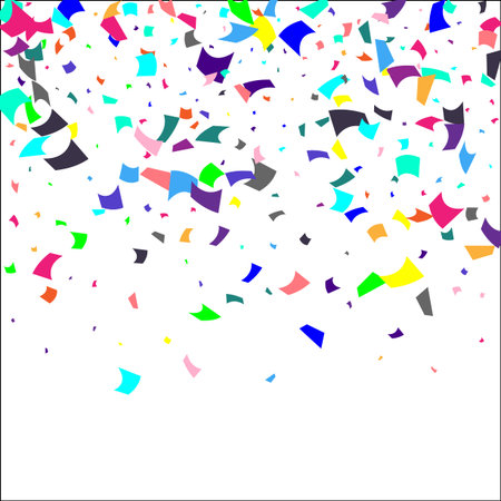 Confetti. Colorful confetti on white background. Holiday festive background. Suitable for postcard background, banner, poster, cover design.Vector.のイラスト素材