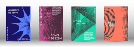 Cover design. Abstract cover with the effect of movement and distortion. Trendy geometric patterns. EPS10 Vector Design.のイラスト素材