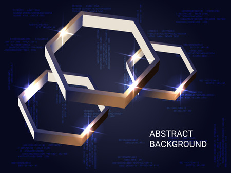 Polygon volume sparkle on background. 3D vector illustration . Modern geometric background. Abstract composition. Bronze three-dimensional polygon in space.のイラスト素材