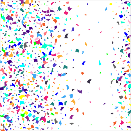 Confetti. Colorful confetti on white background. Holiday festive background. Suitable for postcard background, banner, poster, cover design.Vector.のイラスト素材
