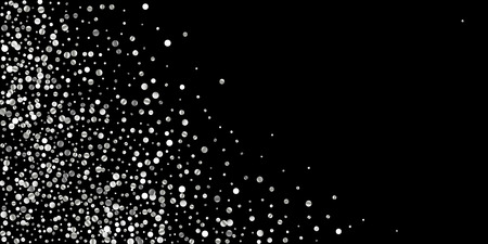 Silver shine of confetti on a black background. Illustration of a drop of shiny particles. Decorative element. Luxury background for your design, cards, invitations, gift, vip.のイラスト素材