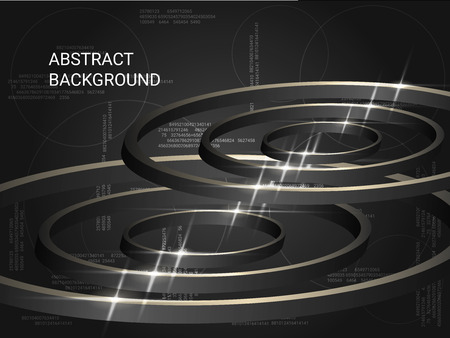 Circles metal sparkle on background. 3D vector illustration . Creative geometric background. Abstract composition. Gray three-dimensional polygon circles in space.のイラスト素材