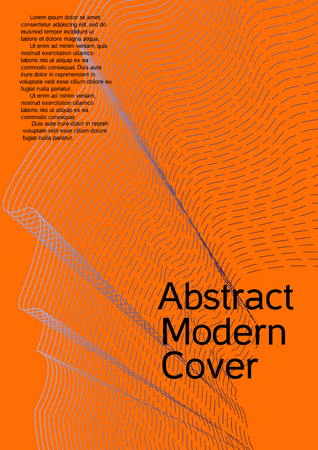 Cover design with abstract lines. Modern bright orange background. Rich design of VIP. Future futuristic template for banner design, poster, booklet, report, journal. Vector.のイラスト素材