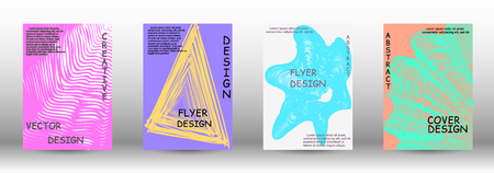 Cover design. Abstract cover with the effect of movement and distortion. Trendy geometric patterns. EPS10 Vector Design.のイラスト素材