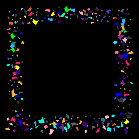 Confetti. Colorful confetti on a black background. Holiday festive background. Suitable for postcard background, banner, poster, cover design.Vector.のイラスト素材