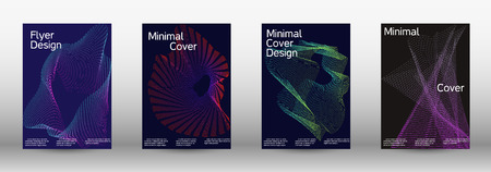 Minimum coverage of a vector. A set of modern abstract backgrounds with abstract gradient linear waves. Sound flyer for creating a fashionable abstract cover, banner, poster, booklet.のイラスト素材
