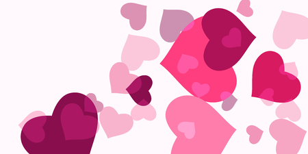 Heart confetti for Valentine's Day. The concept of festive decoration. Fashionable color concept. Trendy pink background in the shape of pink heart confetti for women's day.のイラスト素材