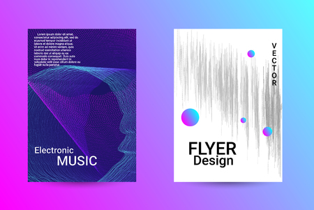 Minimum coverage of a vector. A set of modern abstract backgrounds with abstract gradient linear waves. Sound flyer for creating a fashionable abstract cover, banner, poster, booklet.のイラスト素材