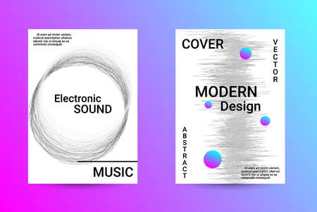 Minimum coverage of a vector. A set of modern abstract backgrounds with abstract gradient linear waves. Sound flyer for creating a fashionable abstract cover, banner, poster, booklet.のイラスト素材
