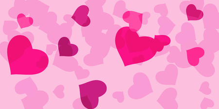 Heart confetti for Valentine's Day. The concept of festive decoration. Fashionable color concept. Trendy pink background in the shape of pink heart confetti for women's day.のイラスト素材