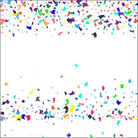 Confetti. Colorful confetti on white background. Holiday festive background. Suitable for postcard background, banner, poster, cover design.Vector.のイラスト素材