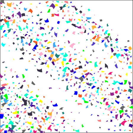 Confetti. Colorful confetti on white background. Holiday festive background. Suitable for postcard background, banner, poster, cover design.Vector.のイラスト素材