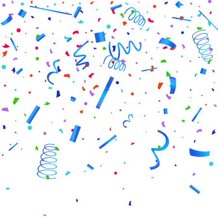 Confetti. Colorful confetti on white background. Festive festive background. Suitable for postcard background, banner, poster, cover design.のイラスト素材