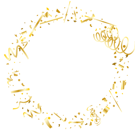 Golden confetti. Gold texture glitter on a white background. Element of design. Golden abstract textures are chaotically falling. Vector illustration, EPS 10.のイラスト素材