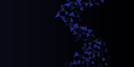 Triangle background. Abstract composition of triangular crystals. Futuristic geometric background.  3D vector illustration . Indigo  three-dimensional  triangular crystals in space.のイラスト素材