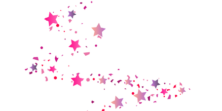 Confetti stars in pink and purple. Illustration of sparkling chaotic confetti stars. Decorative element. VIP cards, invitations, gift, luxury background for your design.のイラスト素材