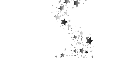 Silver glitter confetti of stars on a white background. Illustration of glittering confetti stars for your design. Decorative element. VIP cards, invitations, gift.のイラスト素材