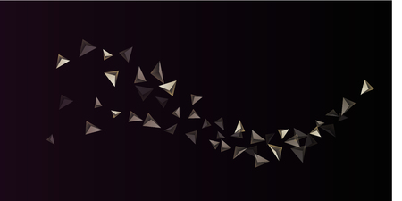 Triangle background. Abstract composition of triangular crystals. 3D vector illustration . Minimal geometric background.  Gold  three-dimensional  triangular crystals in space.のイラスト素材