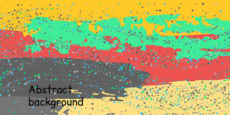 Multicolored confetti dots on a striped background. The concept of festive decoration. Fashionable color concept. Pattern from a striped background with chaotic confetti dots for design poster, bannerのイラスト素材