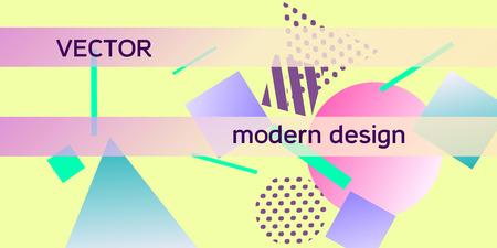 Geometric yellow abstract background with trendy isometric shapes. Minimal universal banner templates in memphis style. Minimalistic yellow background design with dynamic shapes. Vector illustration.のイラスト素材