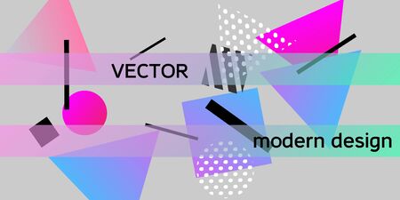 Futuristic retro 3D geometric design.  Minimal universal banner templates in memphis style. Dynamic composition. Vector illustration.のイラスト素材