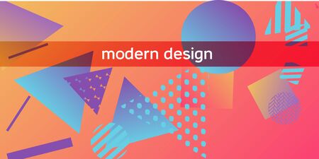 Futuristic retro 3D geometric design.  Minimal universal banner templates in memphis style. Dynamic composition. Vector illustration.のイラスト素材