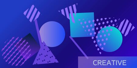 Futuristic retro 3D geometric design.  Minimal universal banner templates in memphis style. Dynamic composition. Vector illustration.のイラスト素材