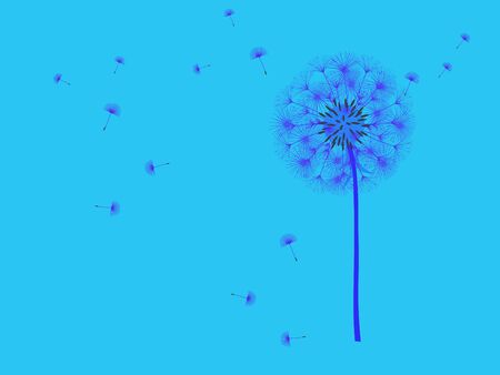 Dandelion background for your design. The wind blows dandelion seeds. Template for posters, wallpapers, cards. Vector illustration.のイラスト素材