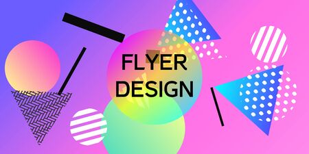 Futuristic retro 3D geometric design.  Minimal universal banner templates in memphis style. Abstract minimalistic background design with dynamic shapes. Vector illustration.のイラスト素材