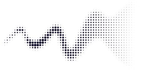 Halftone dotted background. Black dots in modern style on a white background. Vintage illustration for design concept. Modern texture. Polka dot style texture.のイラスト素材