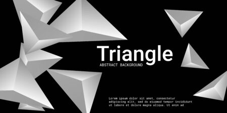 Triangle background. Abstract composition of triangular pyramids. 3D vector illustration . Futuristic geometric background.  Metal  three-dimensional triangular pyramids in space.のイラスト素材