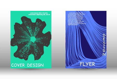 Minimal vector coverage.  A set of trendy covers. Wave lines.Striped background.  Trendy geometric patterns.  Vector Design.のイラスト素材