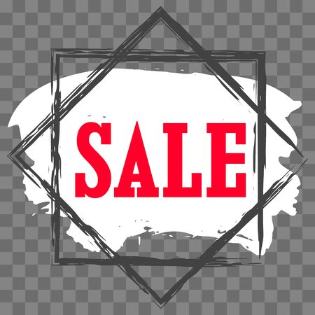 Modern minimalist sales banner.Marketing tag for promotion, commercial campaign.Isolated vector of modern illustration of stickers. Grunge painful backgroundのイラスト素材