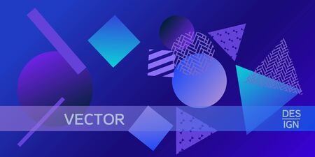 Geometric blue abstract background with trendy isometric shapes. Minimal universal banner templates in memphis style. Minimalistic blue background design with dynamic shapes. Vector illustration.のイラスト素材