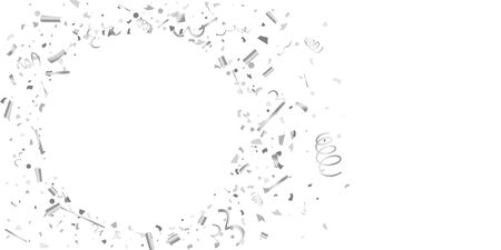 Silver confetti. Silver shine texture on a white background. Element of design. Silvery abstract textures are chaotically falling. Vector illustration, EPS 10..のイラスト素材