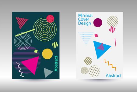 Minimum vector coverage. Modern Memphis background. Artistic geometric cover design. Fashionable  cover, banner, poster, booklet. Creative colors backgrounds. Vector.のイラスト素材